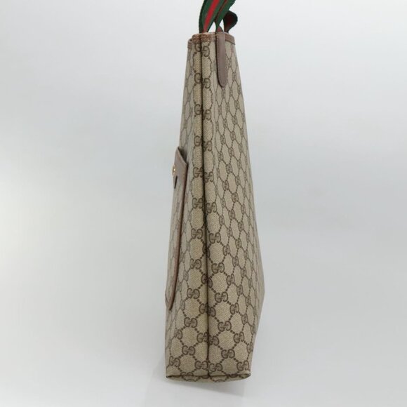GUCCI GG Supreme Web Sherry Line Tote Bag PVC Beige Red 39 02 003 Auth - Picture 4 of 16